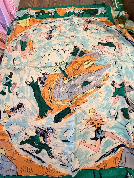 Al Capp Accessories - Rare Vintage 1940s Al Capp Li’l Abner Silk Scarf Sadie Hawkins